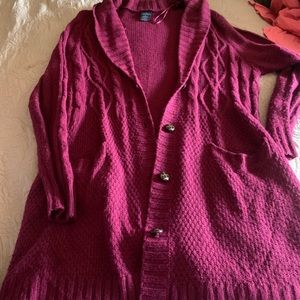 Burgundy cardigan sweater